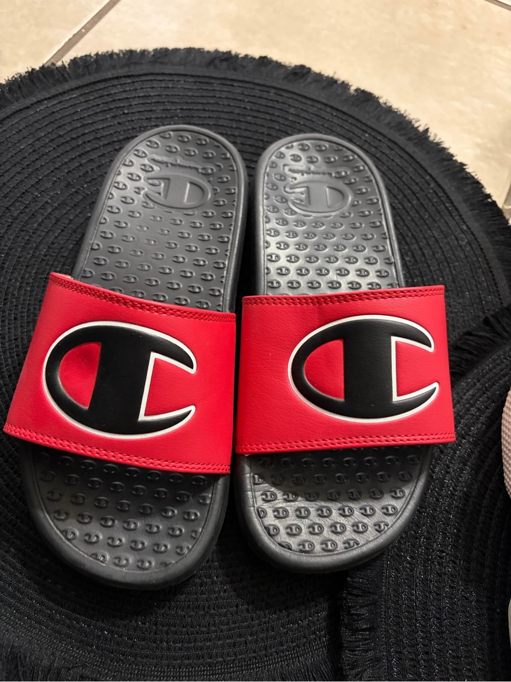 Champion Kids Red and Black Slide Sandals